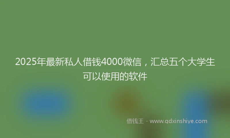 2025年最新私人借钱4000微信，汇总五个大学生可以使用的软件