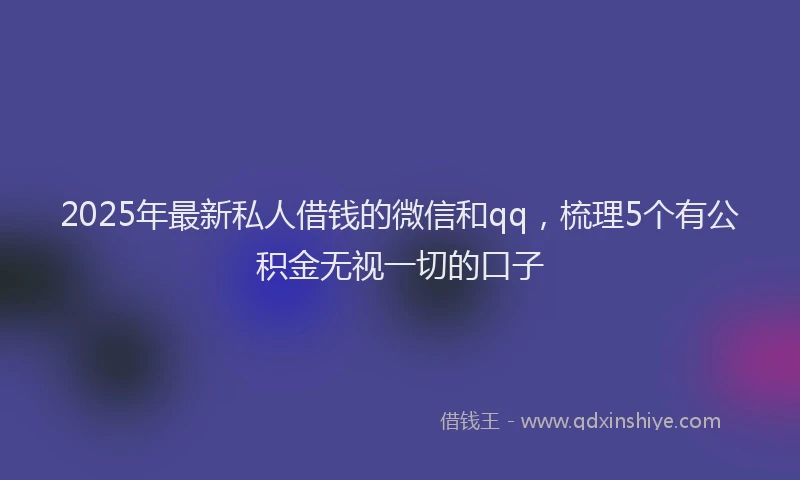 2025年最新私人借钱的微信和qq，梳理5个有公积金无视一切的口子