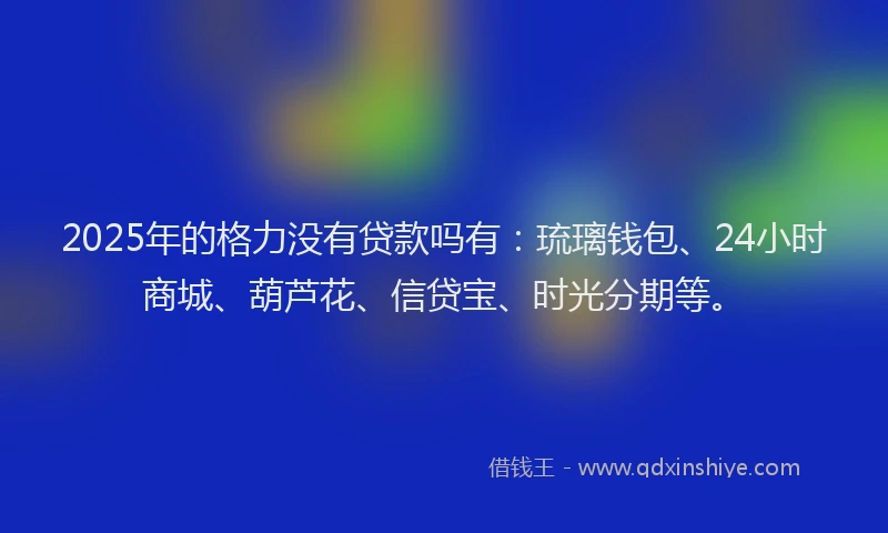 2025年的格力没有贷款吗有：琉璃钱包、24小时商城、葫芦花、信贷宝、时光分期等。