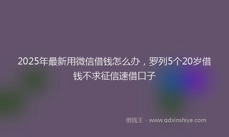 2025年最新用微信借钱怎么办，罗列5个20岁借钱不求征信速借口子