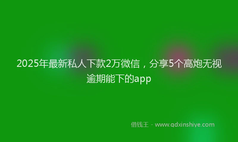 2025年最新私人下款2万微信，分享5个高炮无视逾期能下的app