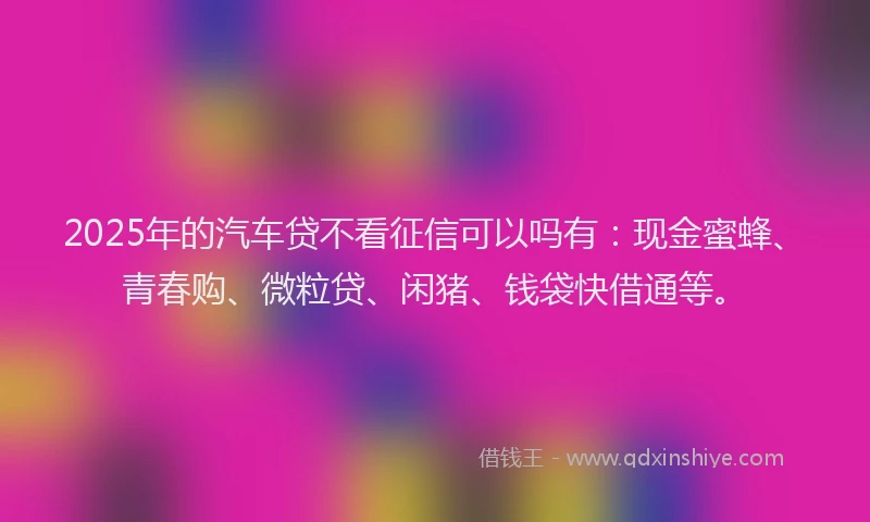 2025年的汽车贷不看征信可以吗有：现金蜜蜂、青春购、微粒贷、闲猪、钱袋快借通等。
