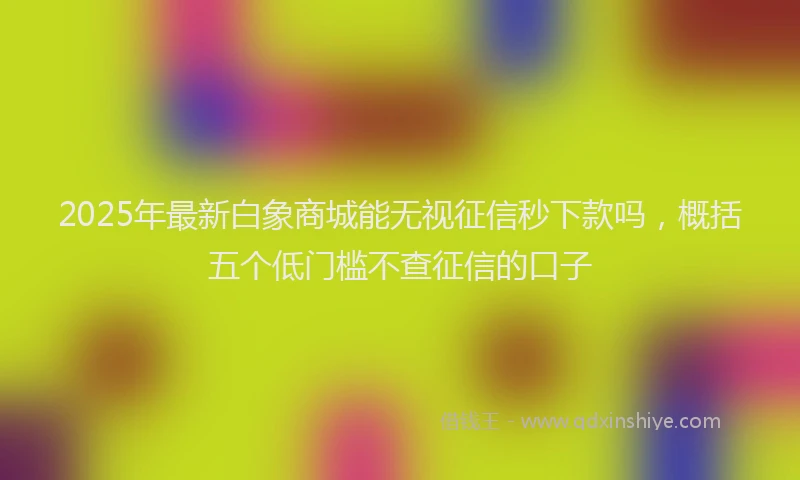 2025年最新白象商城能无视征信秒下款吗，概括五个低门槛不查征信的口子