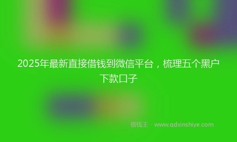 2025年最新直接借钱到微信平台，梳理五个黑户下款口子