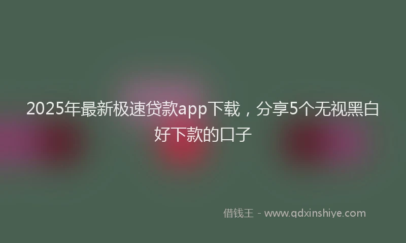 2025年最新极速贷款app下载，分享5个无视黑白好下款的口子