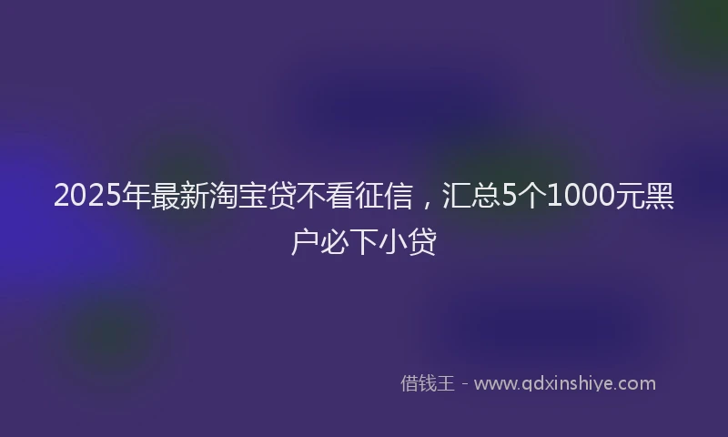 2025年最新淘宝贷不看征信，汇总5个1000元黑户必下小贷