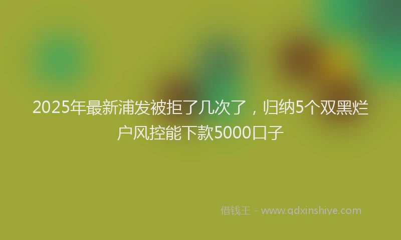 2025年最新浦发被拒了几次了，归纳5个双黑烂户风控能下款5000口子