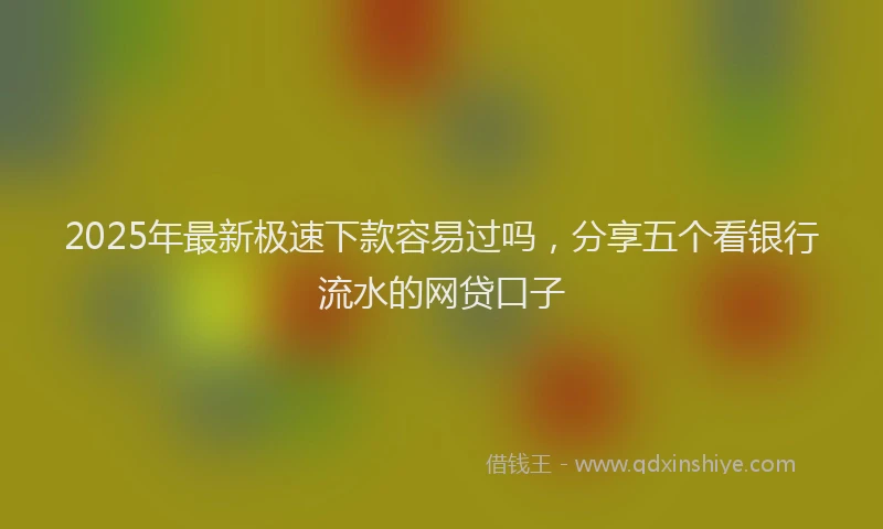 2025年最新极速下款容易过吗，分享五个看银行流水的网贷口子