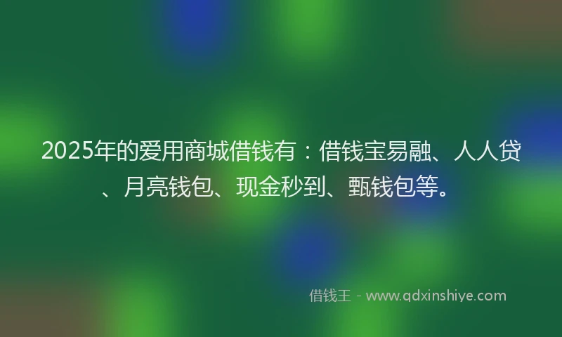 2025年的爱用商城借钱有：借钱宝易融、人人贷、月亮钱包、现金秒到、甄钱包等。