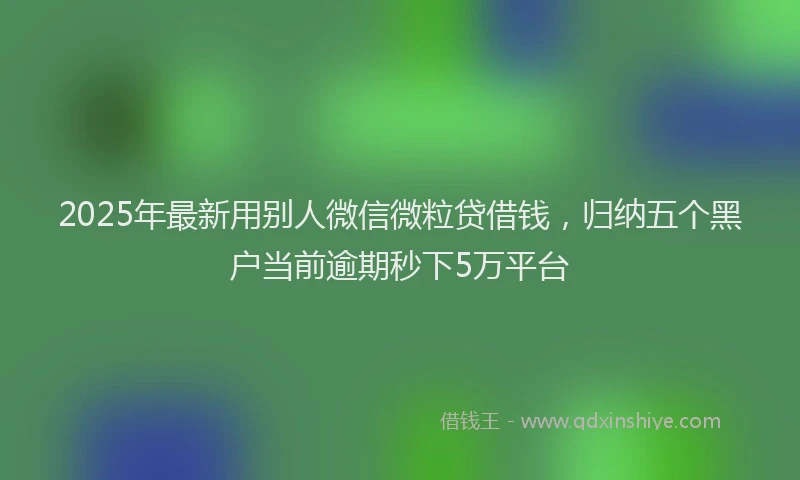 2025年最新用别人微信微粒贷借钱，归纳五个黑户当前逾期秒下5万平台