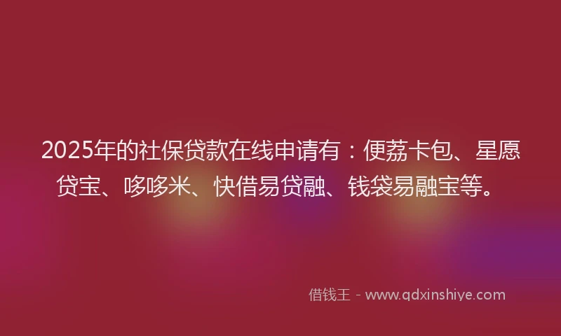 2025年的社保贷款在线申请有:便荔卡包、星愿贷宝、哆哆米、快借易贷融、钱袋易融宝等。