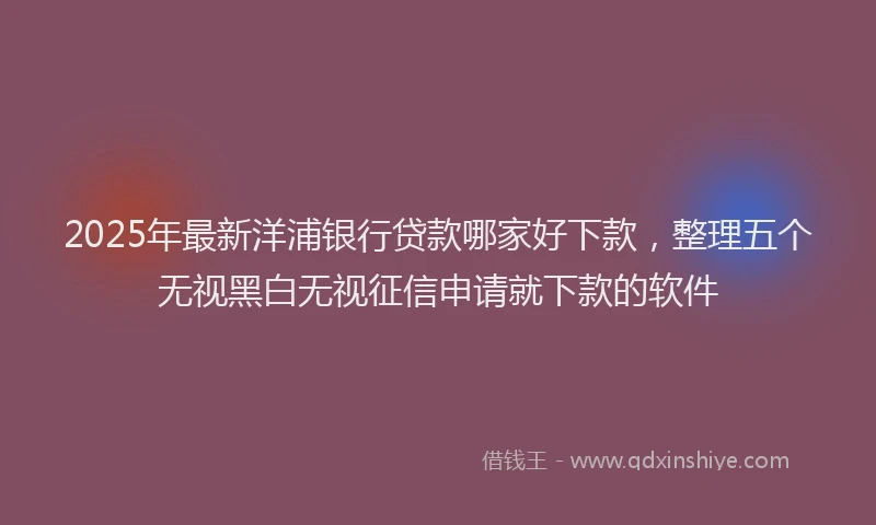 2025年最新洋浦银行贷款哪家好下款，整理五个无视黑白无视征信申请就下款的软件