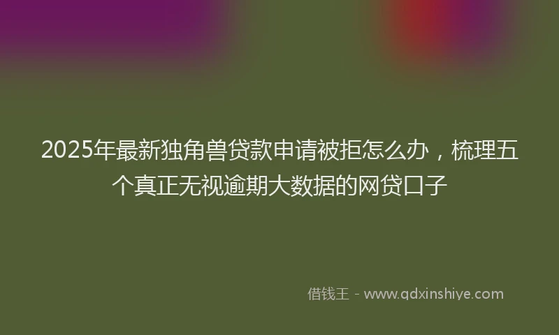 2025年最新独角兽贷款申请被拒怎么办，梳理五个真正无视逾期大数据的网贷口子