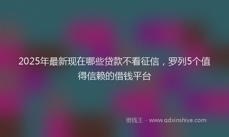 2025年最新现在哪些贷款不看征信，罗列5个值得信赖的借钱平台