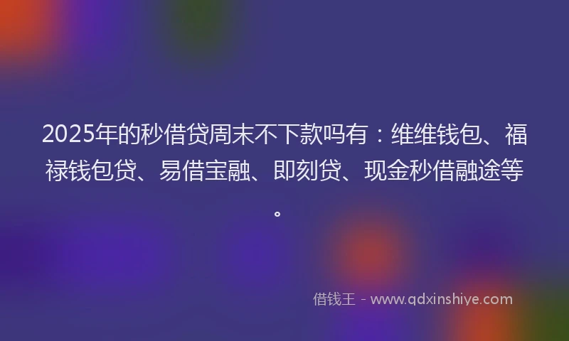 2025年的秒借贷周末不下款吗有：维维钱包、福禄钱包贷、易借宝融、即刻贷、现金秒借融途等。