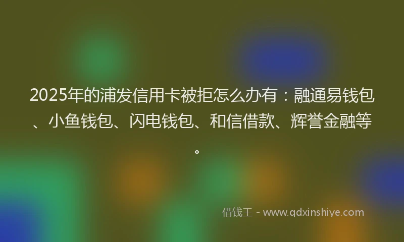 2025年的浦发信用卡被拒怎么办有：融通易钱包、小鱼钱包、闪电钱包、和信借款、辉誉金融等。