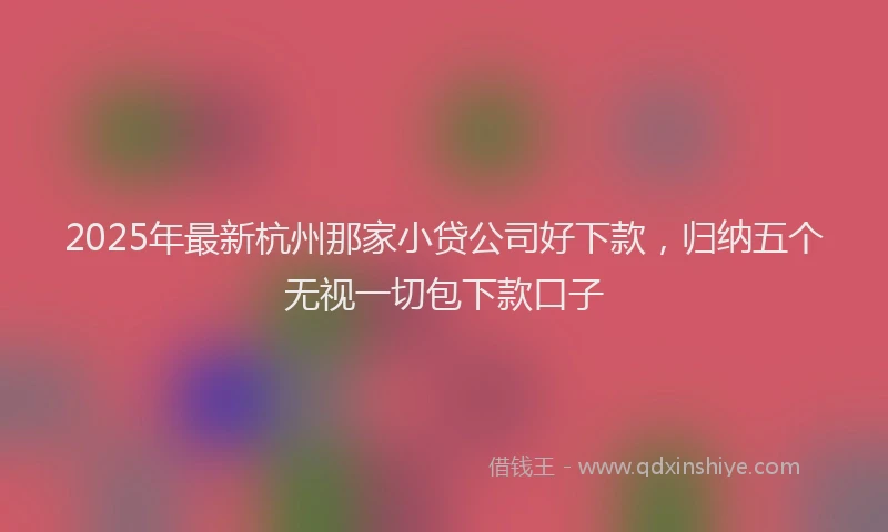 2025年最新杭州那家小贷公司好下款，归纳五个无视一切包下款口子