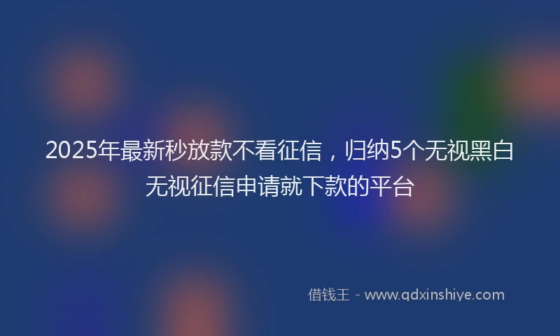 2025年最新秒放款不看征信，归纳5个无视黑白无视征信申请就下款的平台