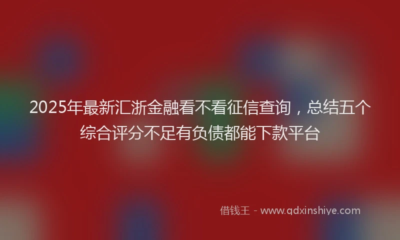 2025年最新汇浙金融看不看征信查询，总结五个综合评分不足有负债都能下款平台