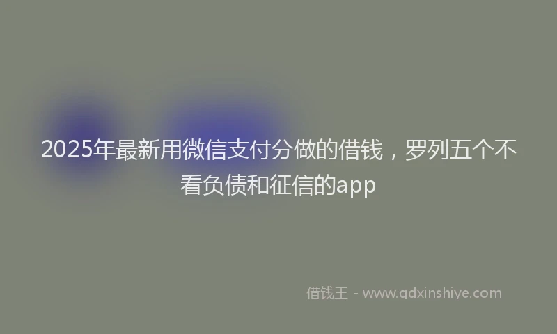 2025年最新用微信支付分做的借钱，罗列五个不看负债和征信的app