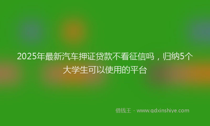 2025年最新汽车押证贷款不看征信吗，归纳5个大学生可以使用的平台