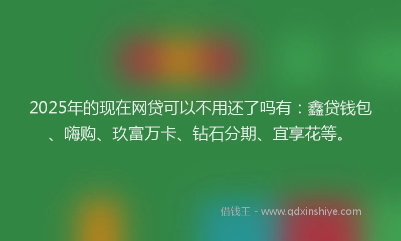 2025年的现在网贷可以不用还了吗有：鑫贷钱包、嗨购、玖富万卡、钻石分期、宜享花等。