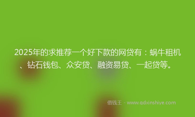 2025年的求推荐一个好下款的网贷有：蜗牛租机、钻石钱包、众安贷、融资易贷、一起贷等。