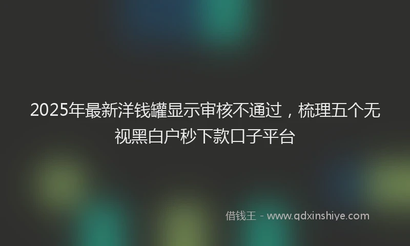 2025年最新洋钱罐显示审核不通过，梳理五个无视黑白户秒下款口子平台