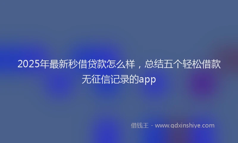 2025年最新秒借贷款怎么样，总结五个轻松借款无征信记录的app