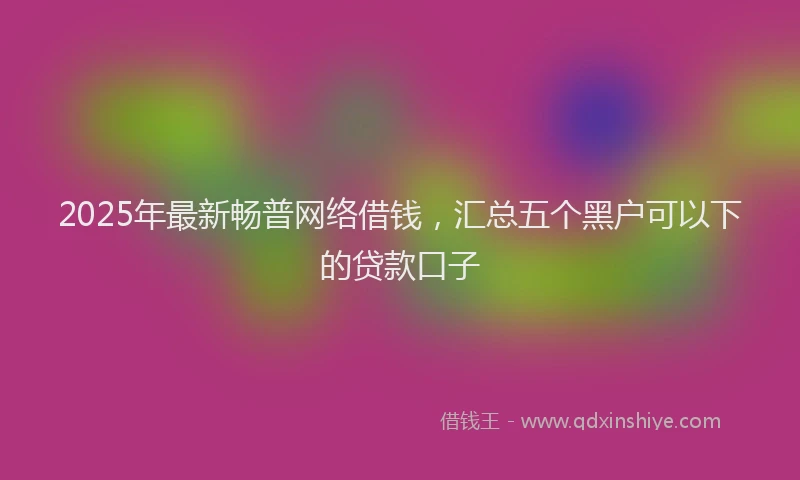 2025年最新畅普网络借钱，汇总五个黑户可以下的贷款口子
