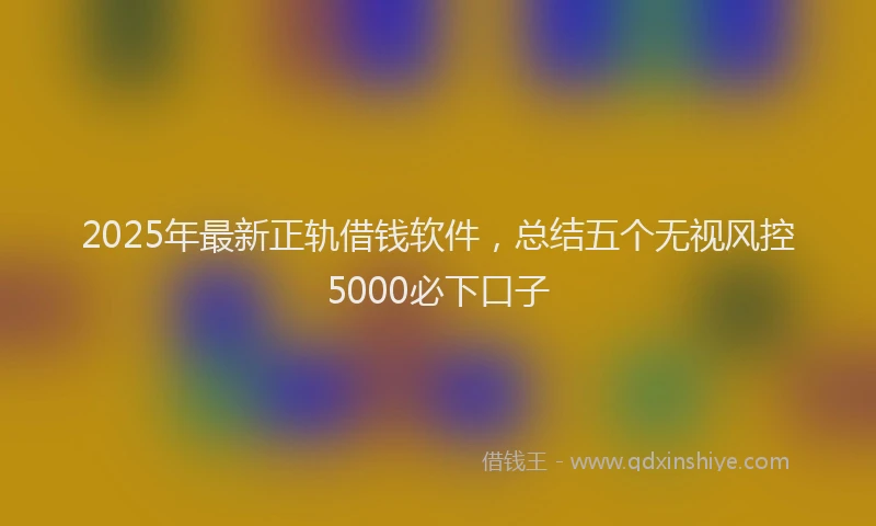 2025年最新正轨借钱软件，总结五个无视风控5000必下口子