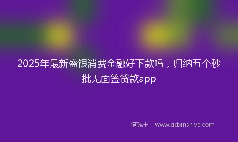 2025年最新盛银消费金融好下款吗，归纳五个秒批无面签贷款app