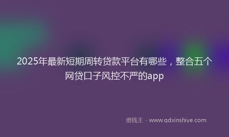 2025年最新短期周转贷款平台有哪些，整合五个网贷口子风控不严的app