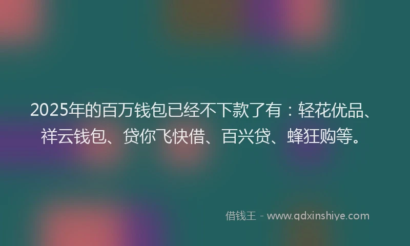 2025年的百万钱包已经不下款了有：轻花优品、祥云钱包、贷你飞快借、百兴贷、蜂狂购等。