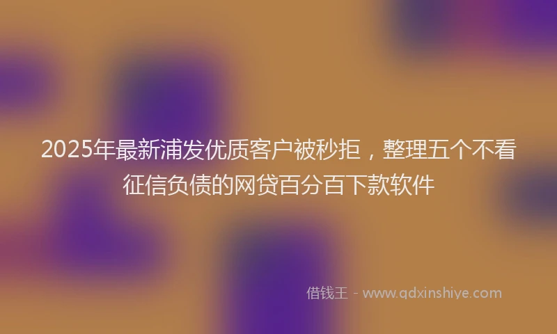 2025年最新浦发优质客户被秒拒，整理五个不看征信负债的网贷百分百下款软件