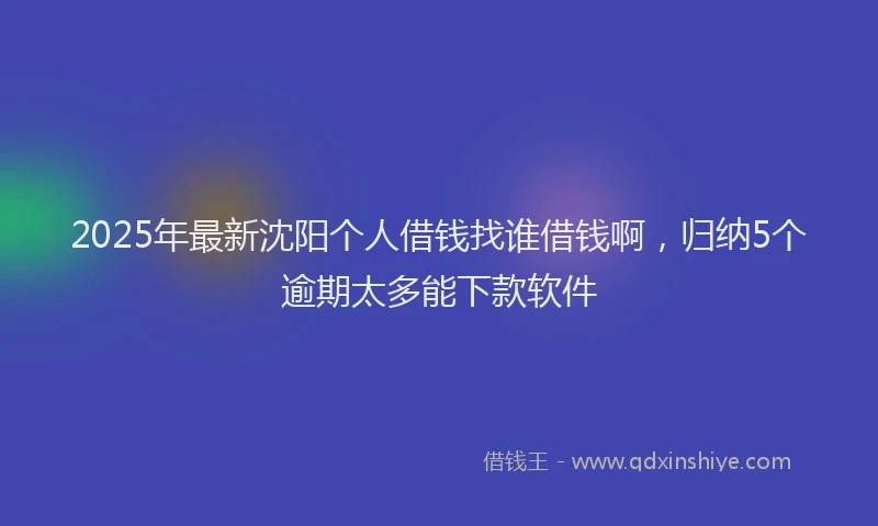 2025年最新沈阳个人借钱找谁借钱啊,归纳5个逾期太多能下款软件