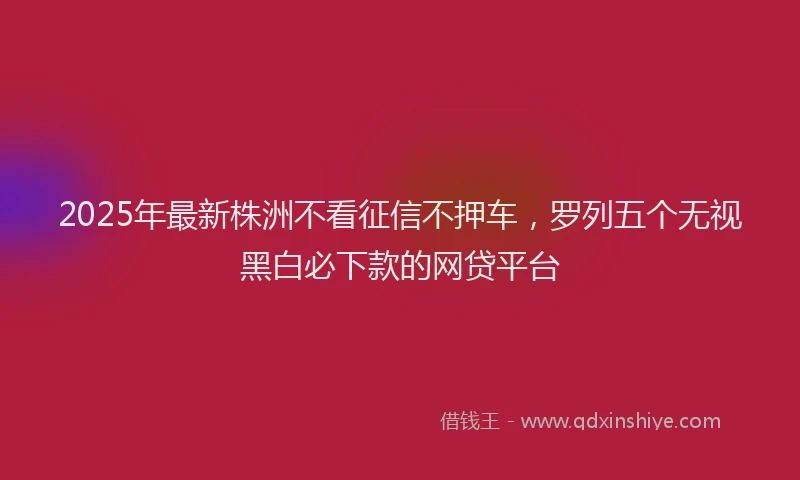 2025年最新株洲不看征信不押车,罗列五个无视黑白必下款的网贷平台