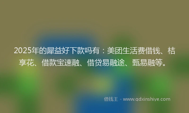 2025年的犀益好下款吗有：美团生活费借钱、桔享花、借款宝速融、借贷易融途、甄易融等。