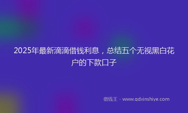 2025年最新滴滴借钱利息，总结五个无视黑白花户的下款口子