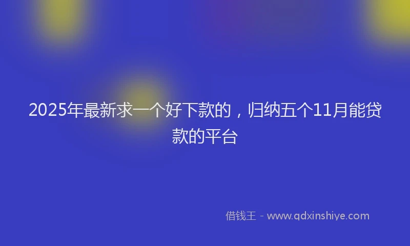 2025年最新求一个好下款的,归纳五个11月能贷款的平台