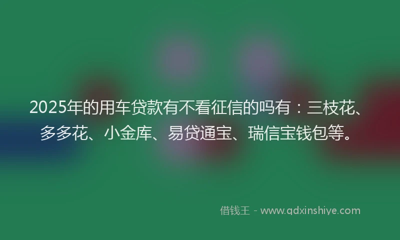 2025年的用车贷款有不看征信的吗有：三枝花、多多花、小金库、易贷通宝、瑞信宝钱包等。
