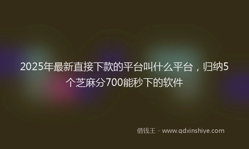 2025年最新直接下款的平台叫什么平台，归纳5个芝麻分700能秒下的软件