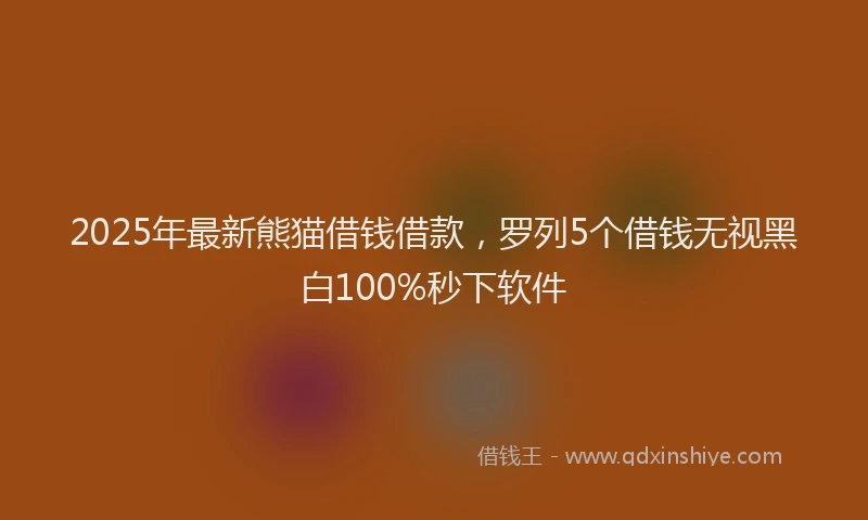 2025年最新熊猫借钱借款，罗列5个借钱无视黑白100%秒下软件