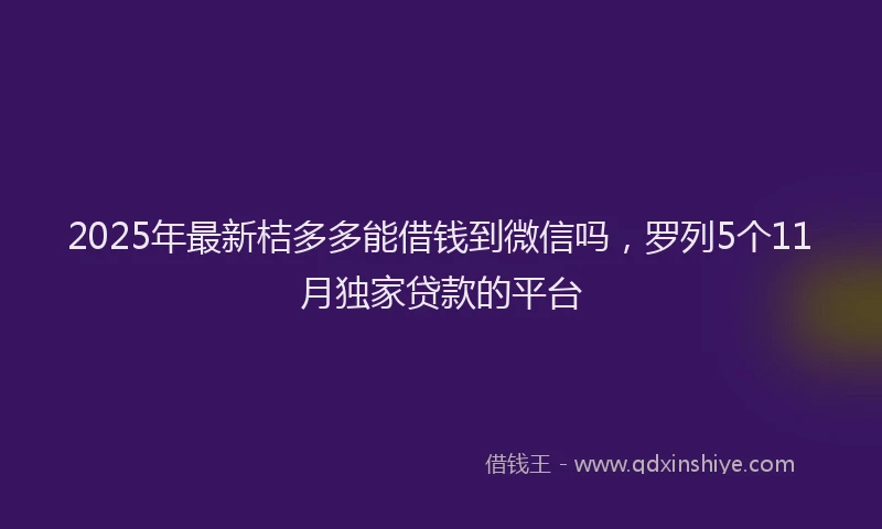 2025年最新桔多多能借钱到微信吗，罗列5个11月独家贷款的平台