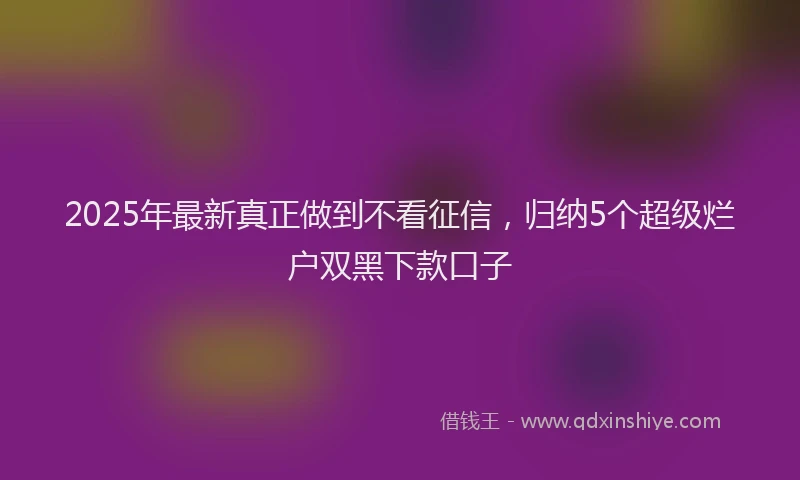 2025年最新真正做到不看征信，归纳5个超级烂户双黑下款口子