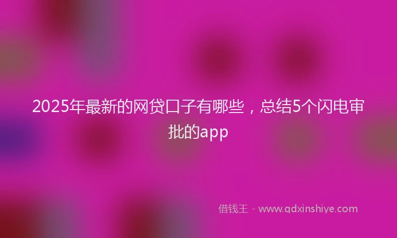 2025年最新的网贷口子有哪些，总结5个闪电审批的app