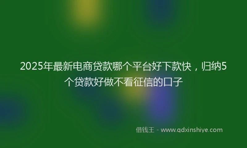 2025年最新电商贷款哪个平台好下款快，归纳5个贷款好做不看征信的口子