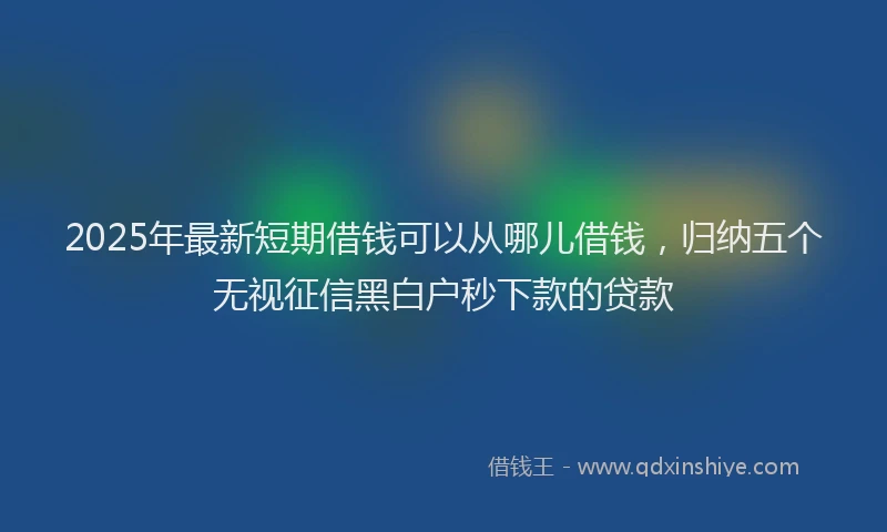 2025年最新短期借钱可以从哪儿借钱，归纳五个无视征信黑白户秒下款的贷款