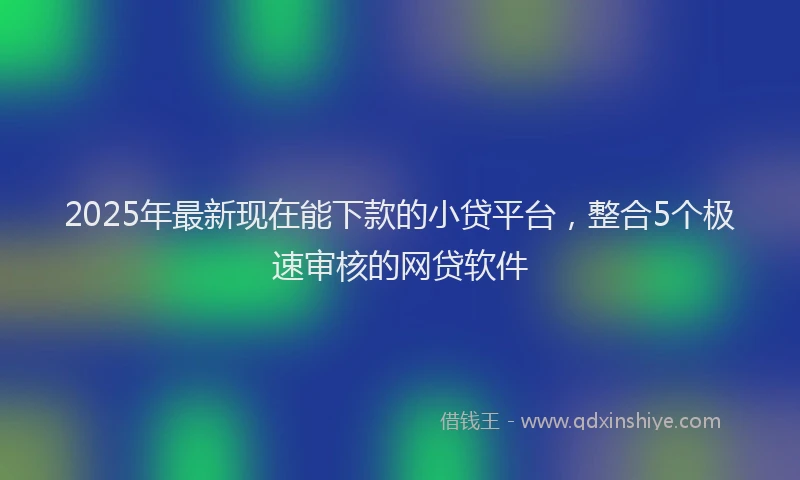 2025年最新现在能下款的小贷平台，整合5个极速审核的网贷软件