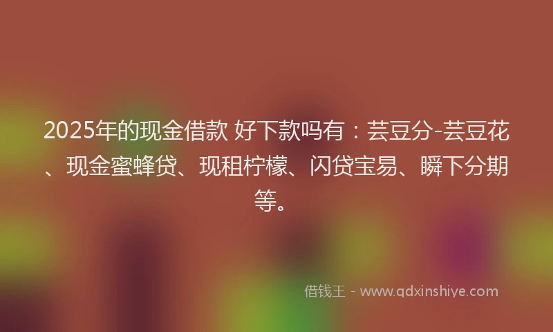 2025年的现金借款 好下款吗有：芸豆分-芸豆花、现金蜜蜂贷、现租柠檬、闪贷宝易、瞬下分期等。